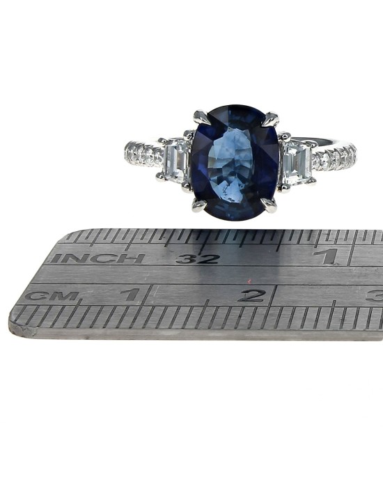 GIA Certified Madagascar Blue Sapphire and Diamond Ring in Platinum